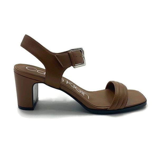 Calvin Klein Tan Darla Leather Block Heel Size 8.5 - Picture 1 of 11